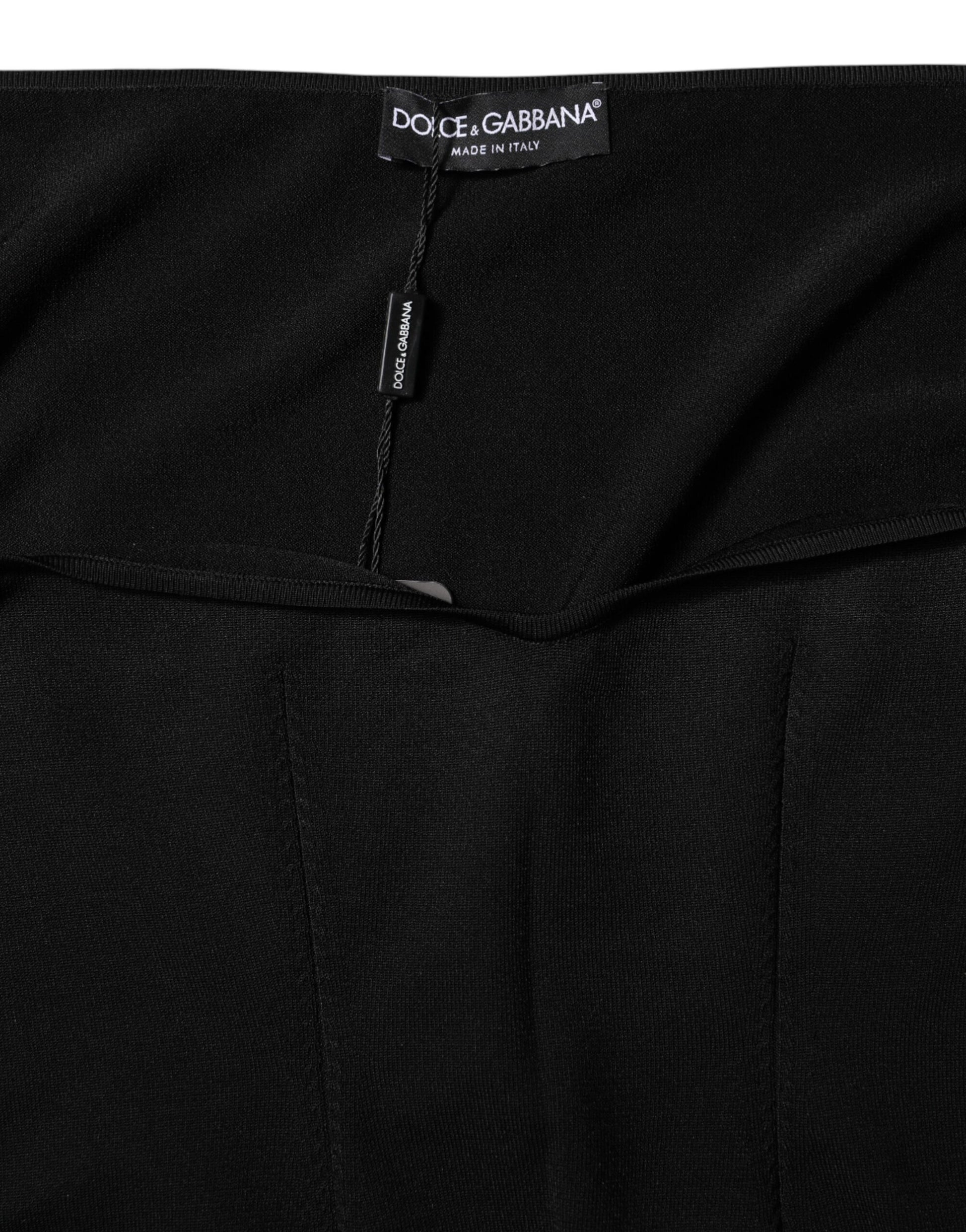 Black Viscose Long Sleeve Pullover Blouse Top