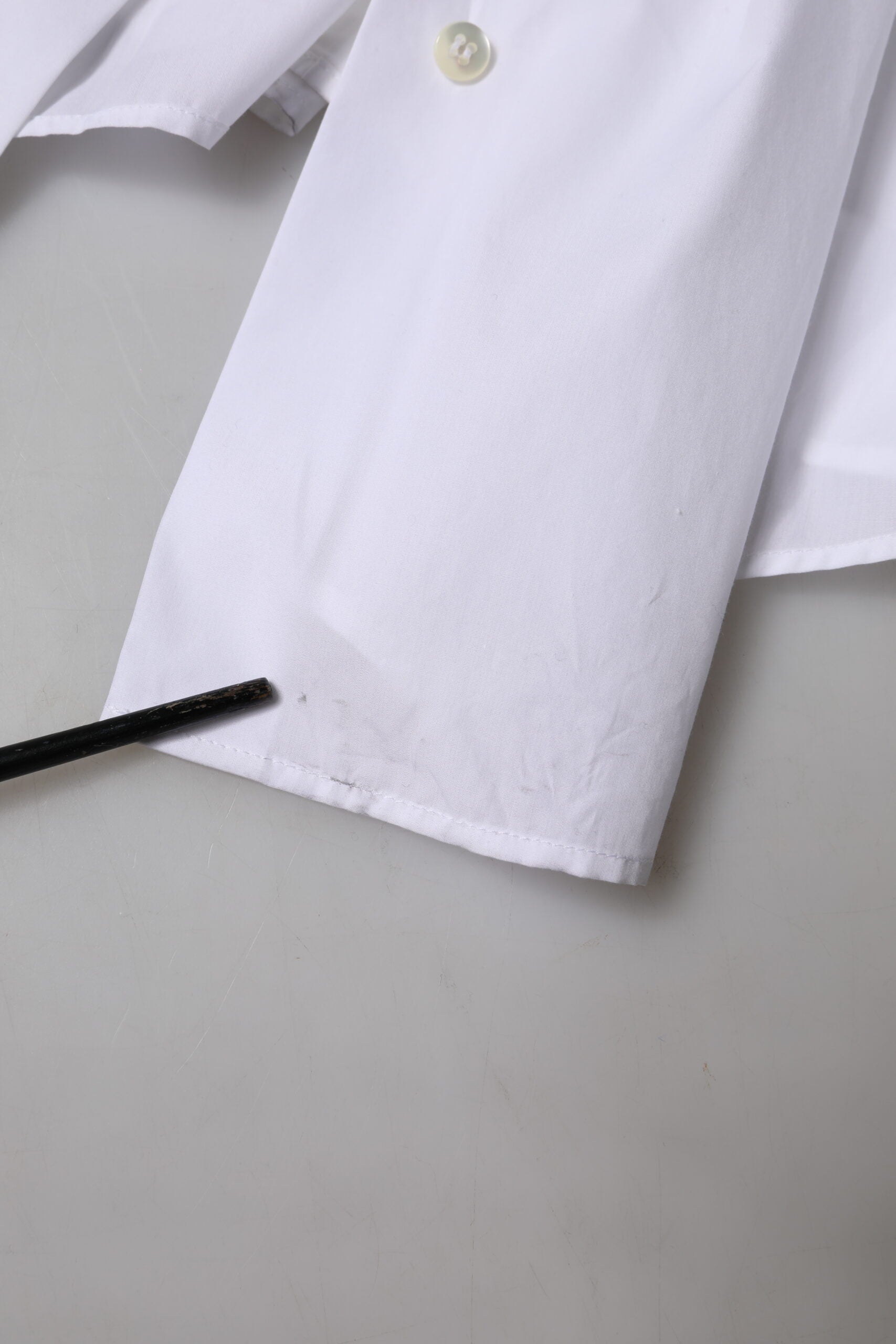 White Cotton Collared Short Sleeves Top