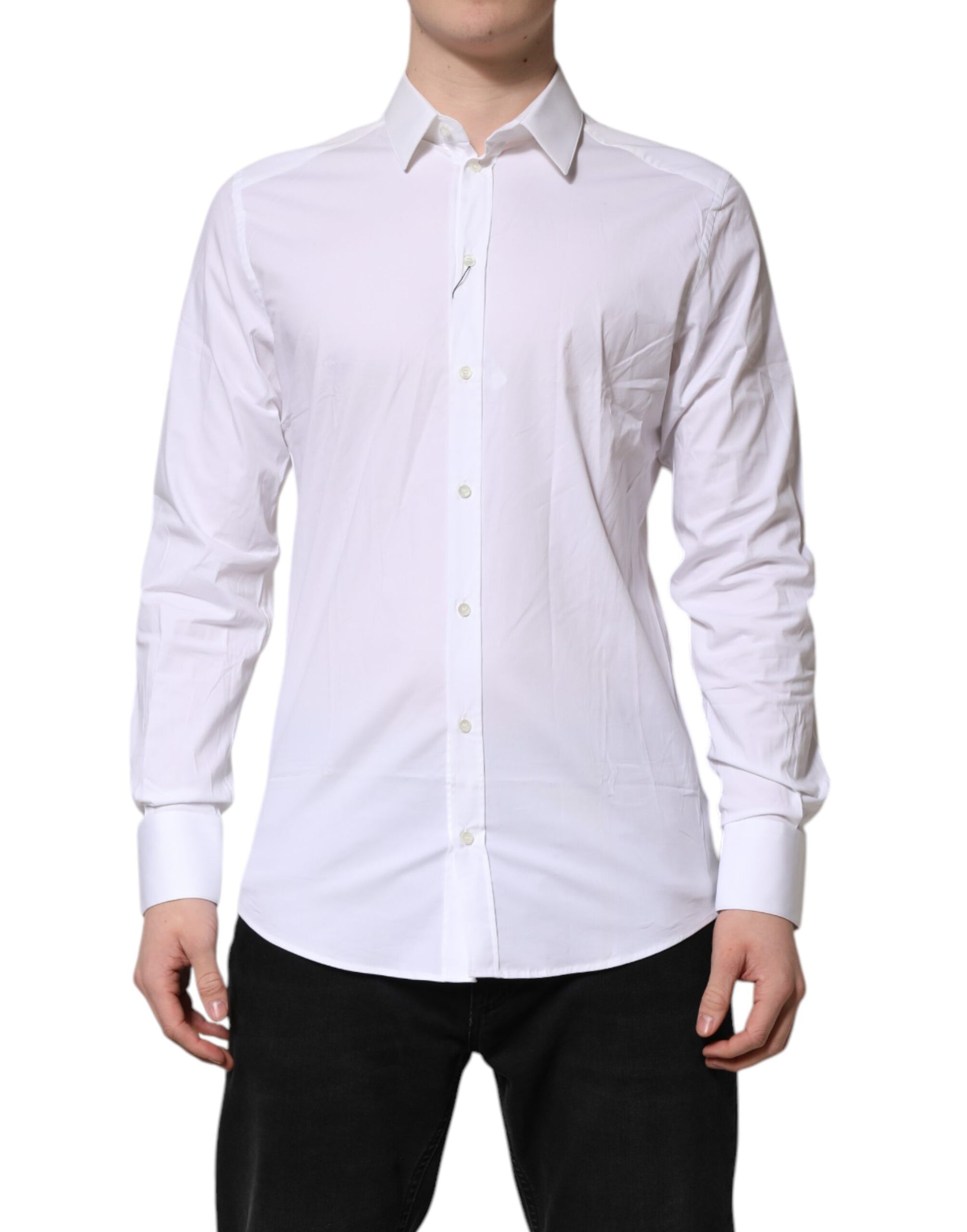 White GOLD Cotton Collared Dress Shirt Top