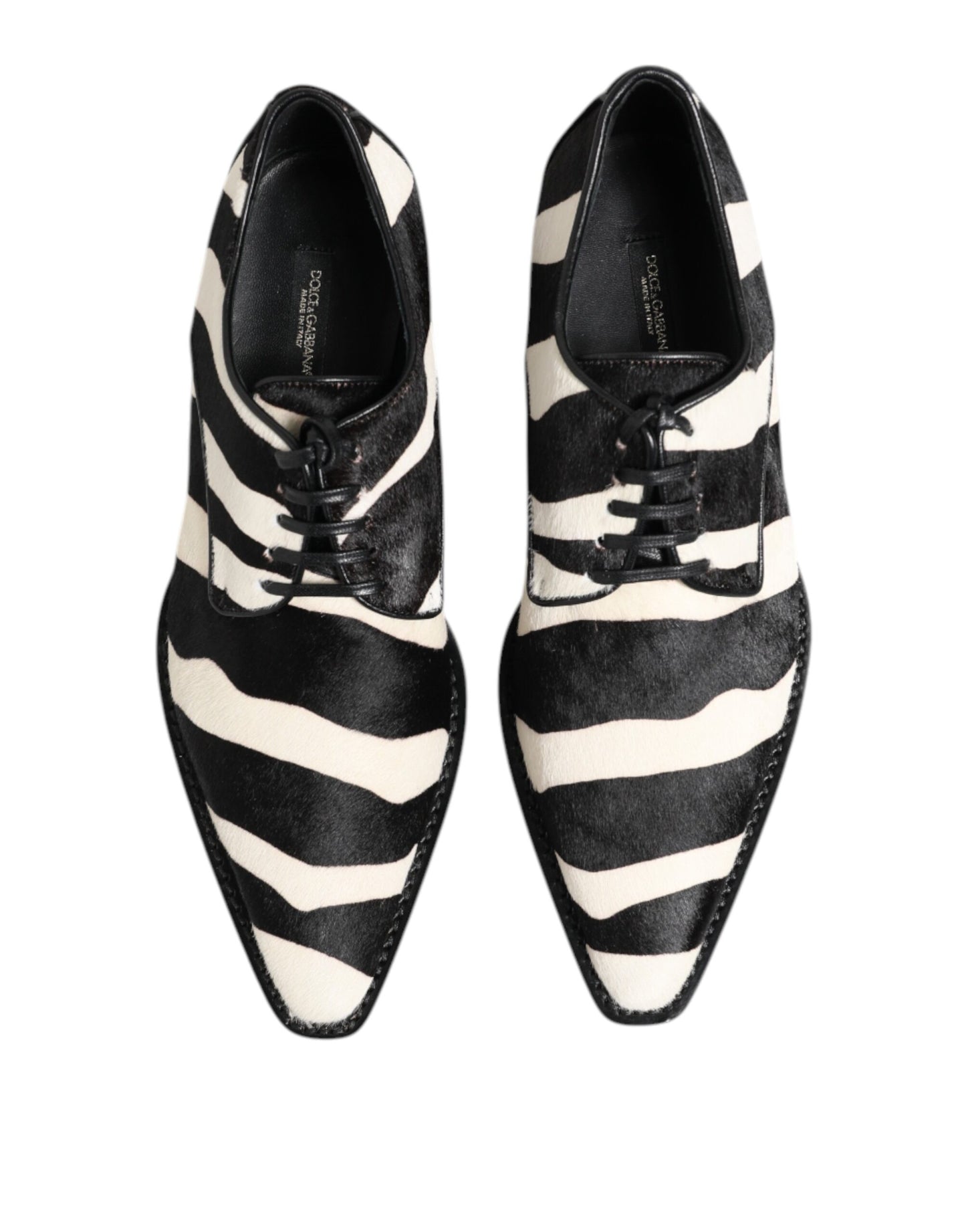Black White Zebra Pony Fur Dress Shoes