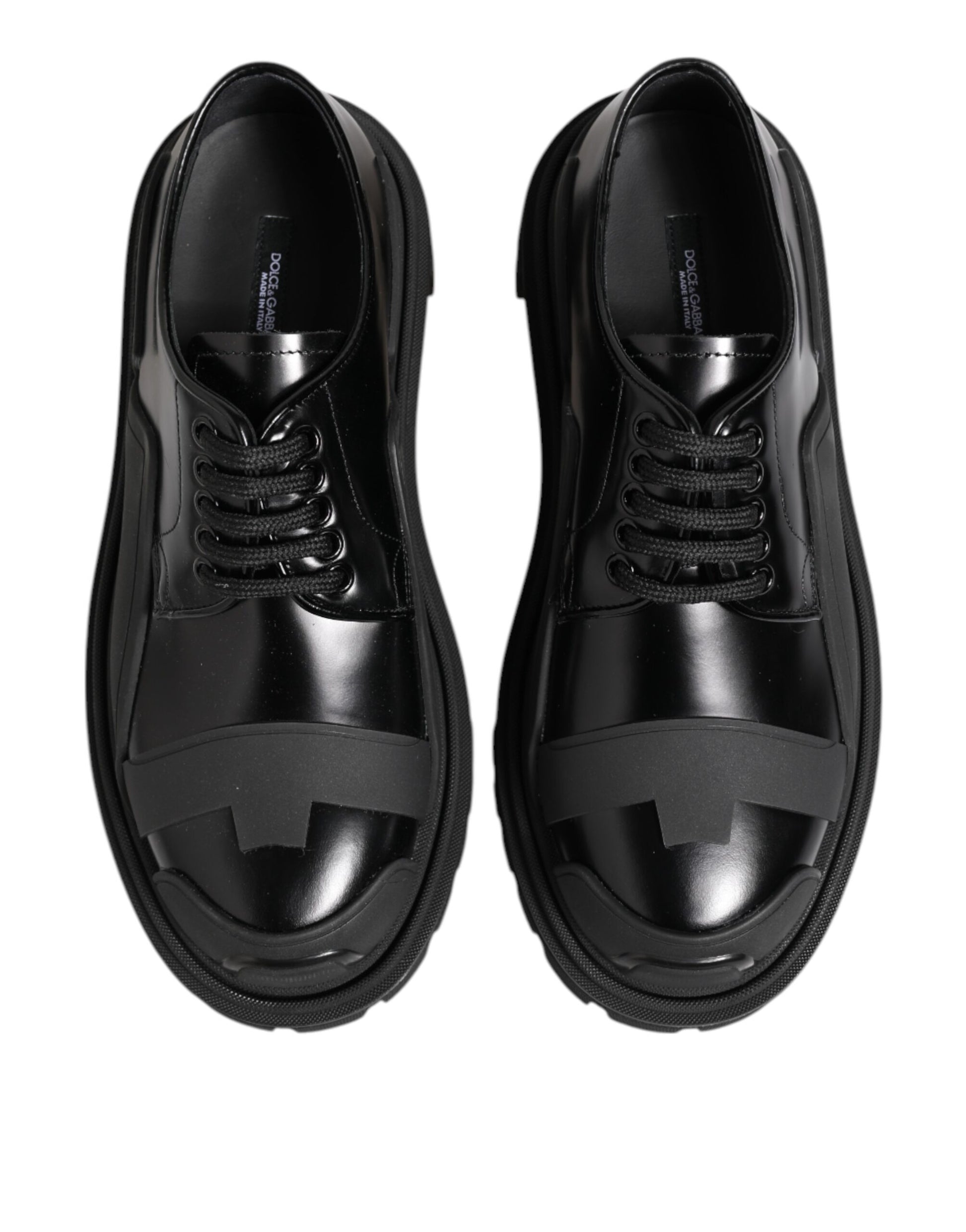 Black Patent Leather Trekking Derby Shoes