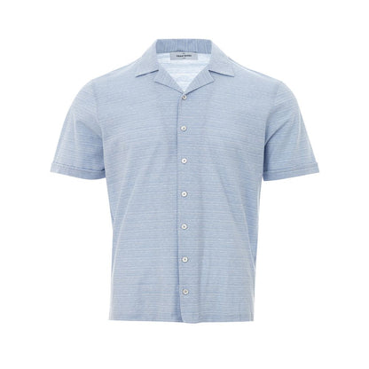 Blue Linen And Cotton Shortsleeve Shirt