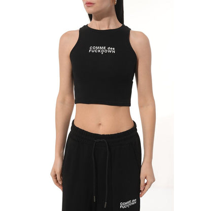 Black Cotton Women Cropped Top