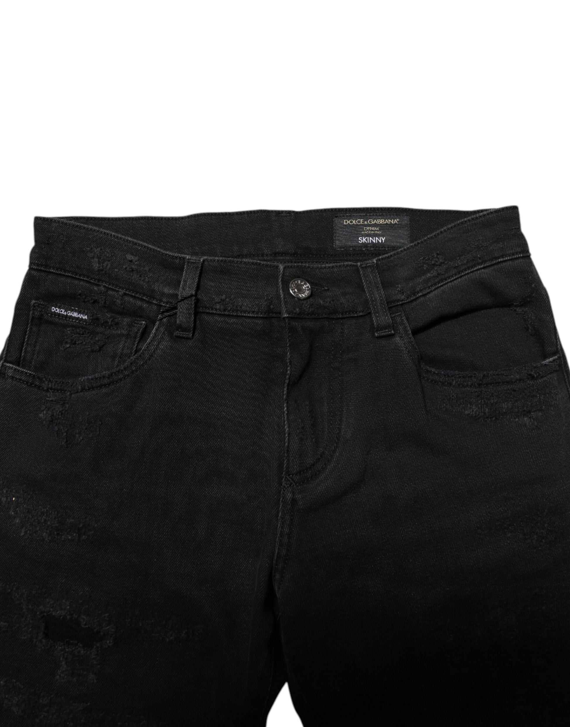 Black Cotton Skinny Men Denim Jeans