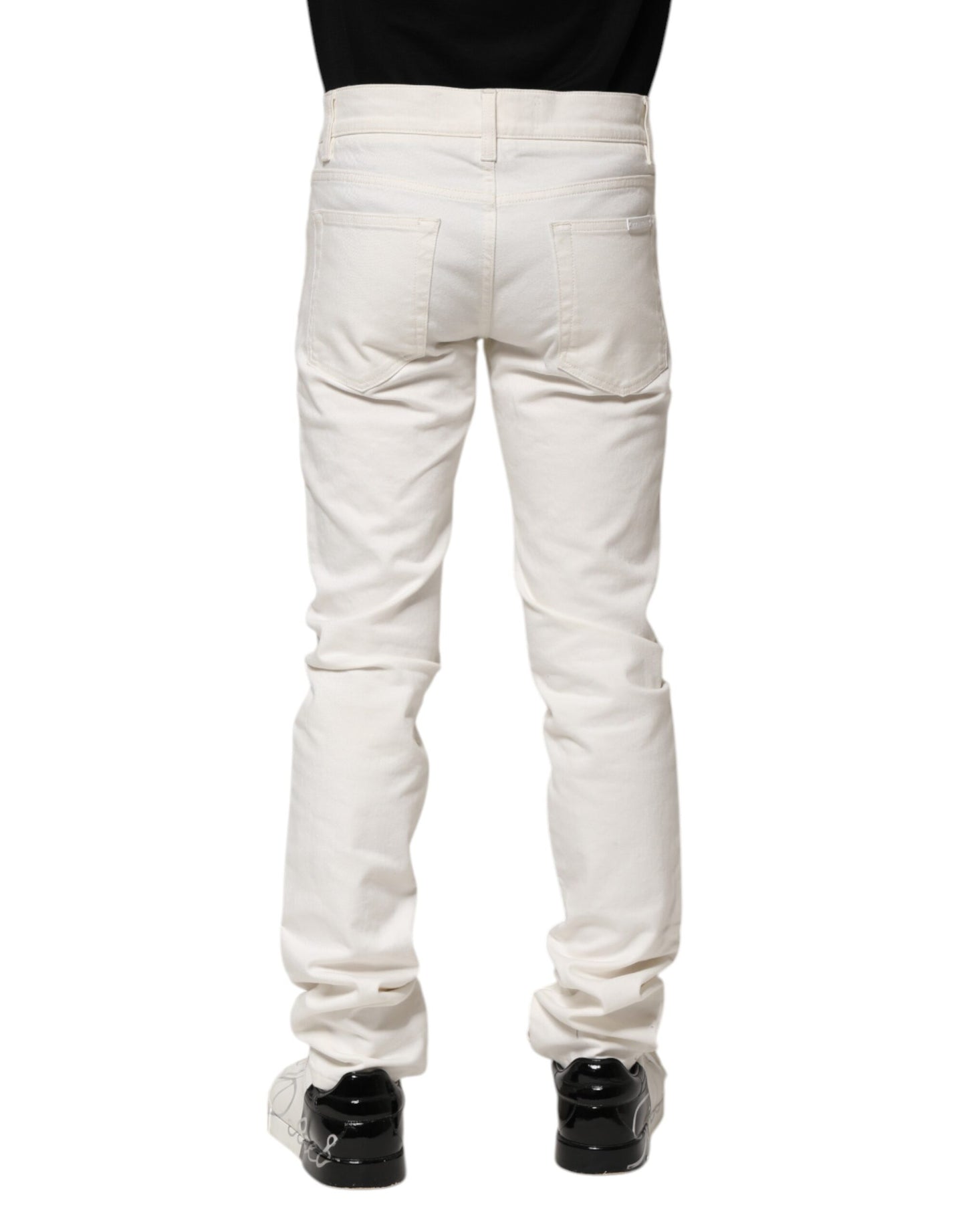 White Cotton Skinny Men Denim Jeans