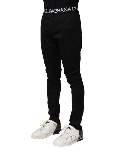 Black Nylon Skinny Men Jogger Pants