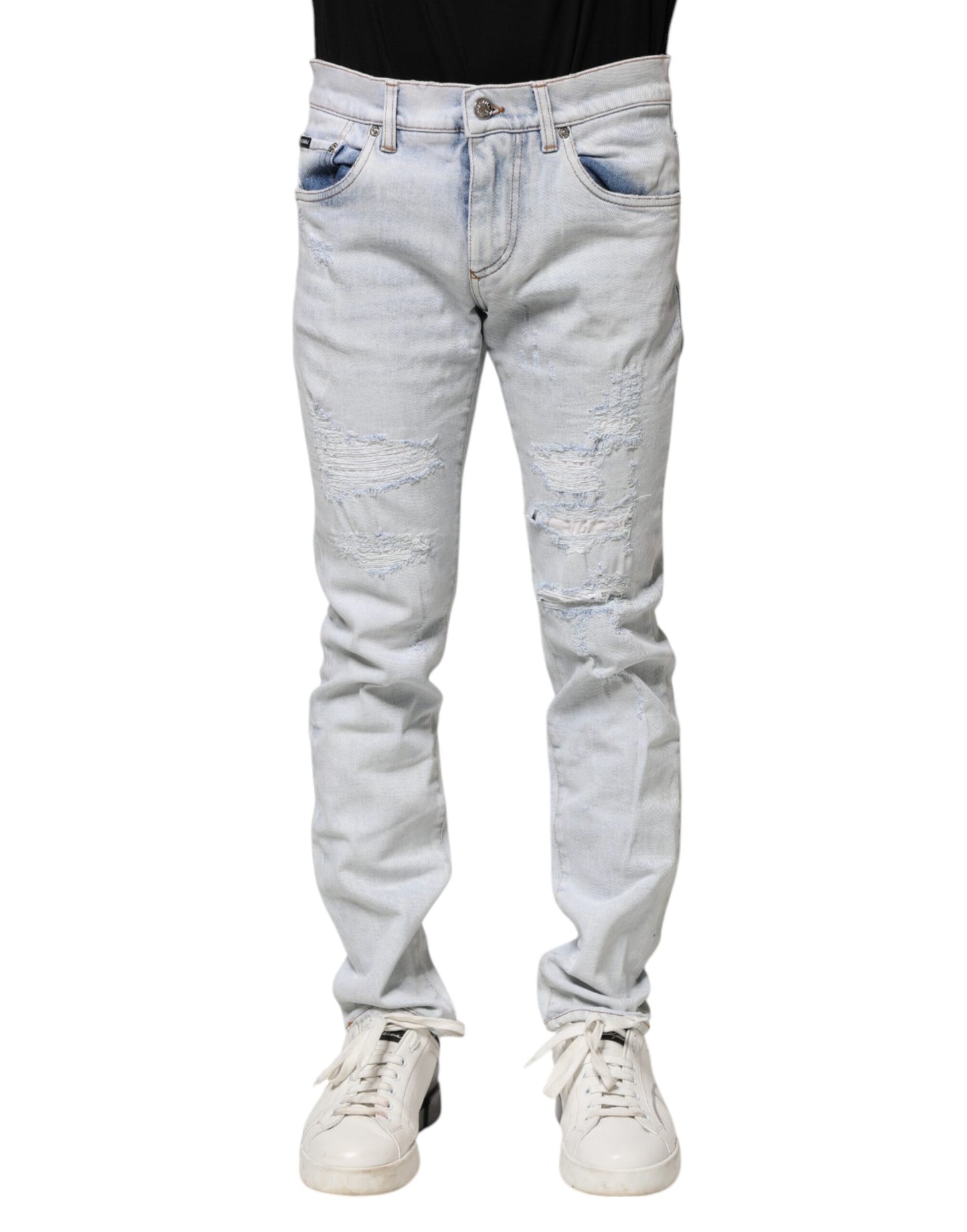 Light Blue Tattered Skinny Denim Jeans
