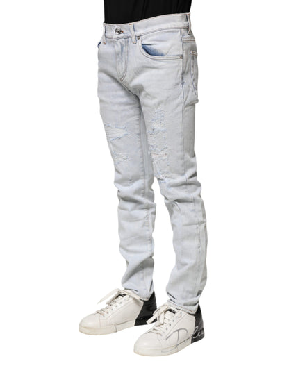 Light Blue Tattered Skinny Denim Jeans