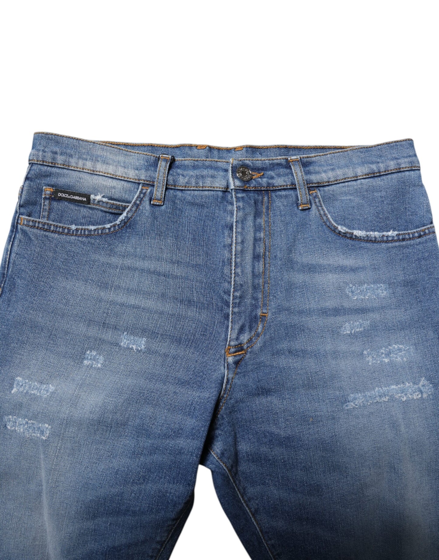 Blue Cotton Stretch Men Denim Bermuda Shorts