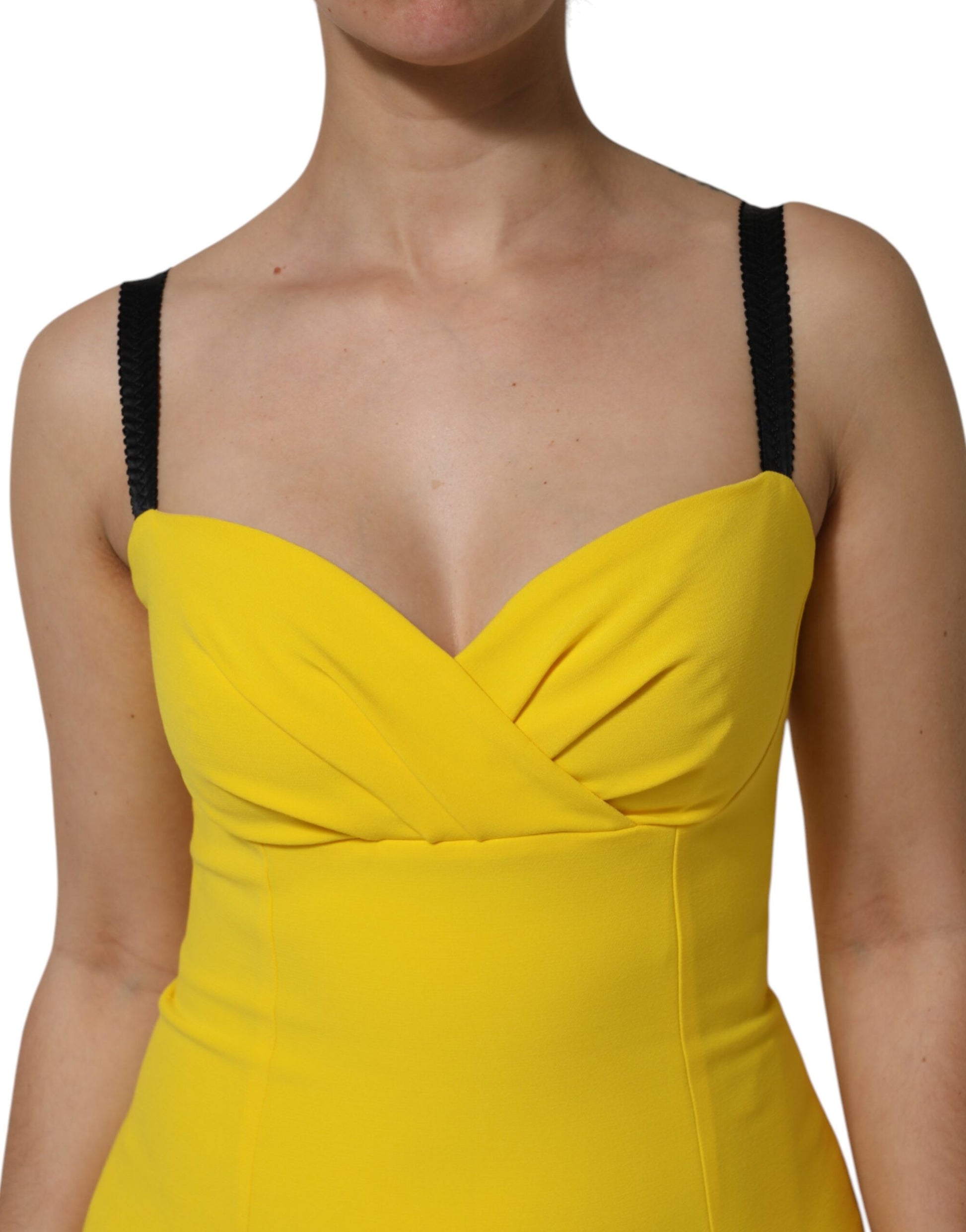 Yellow Polyester Sleeveless Sheath Midi Dress