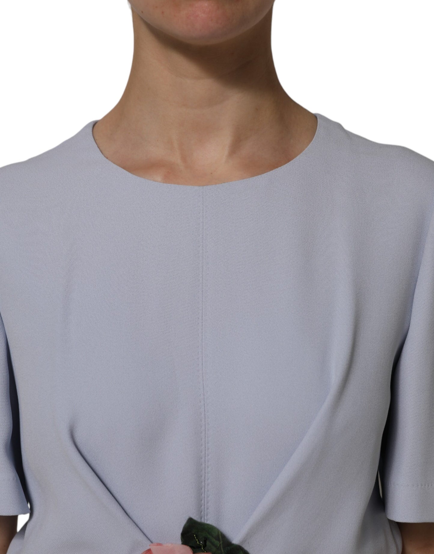 Gray Viscose ShortSleeve Sheath Midi Dress