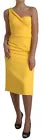 Yellow One Shoulder Side Slit Sheath Dress