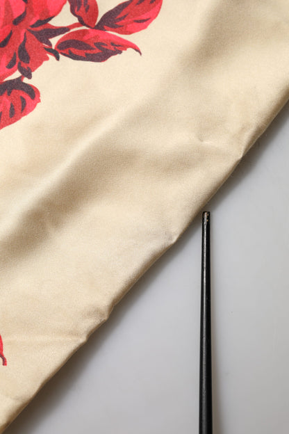 Beige Floral Spaghetti Strap Sheath Dress