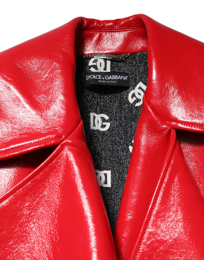 Red Lambskin Full Zipper Jacket