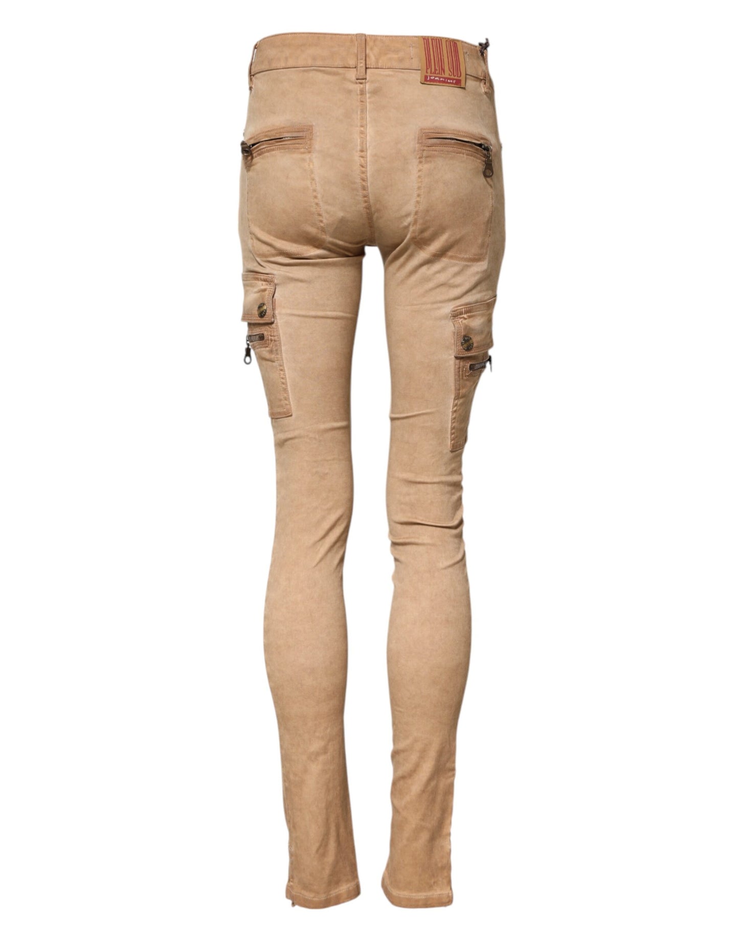 Brown Cotton Mid Waist Skinny Denim Jeans