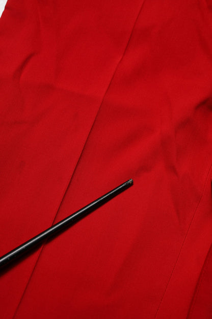 Red Wool Mid Waisted Tapered Pants