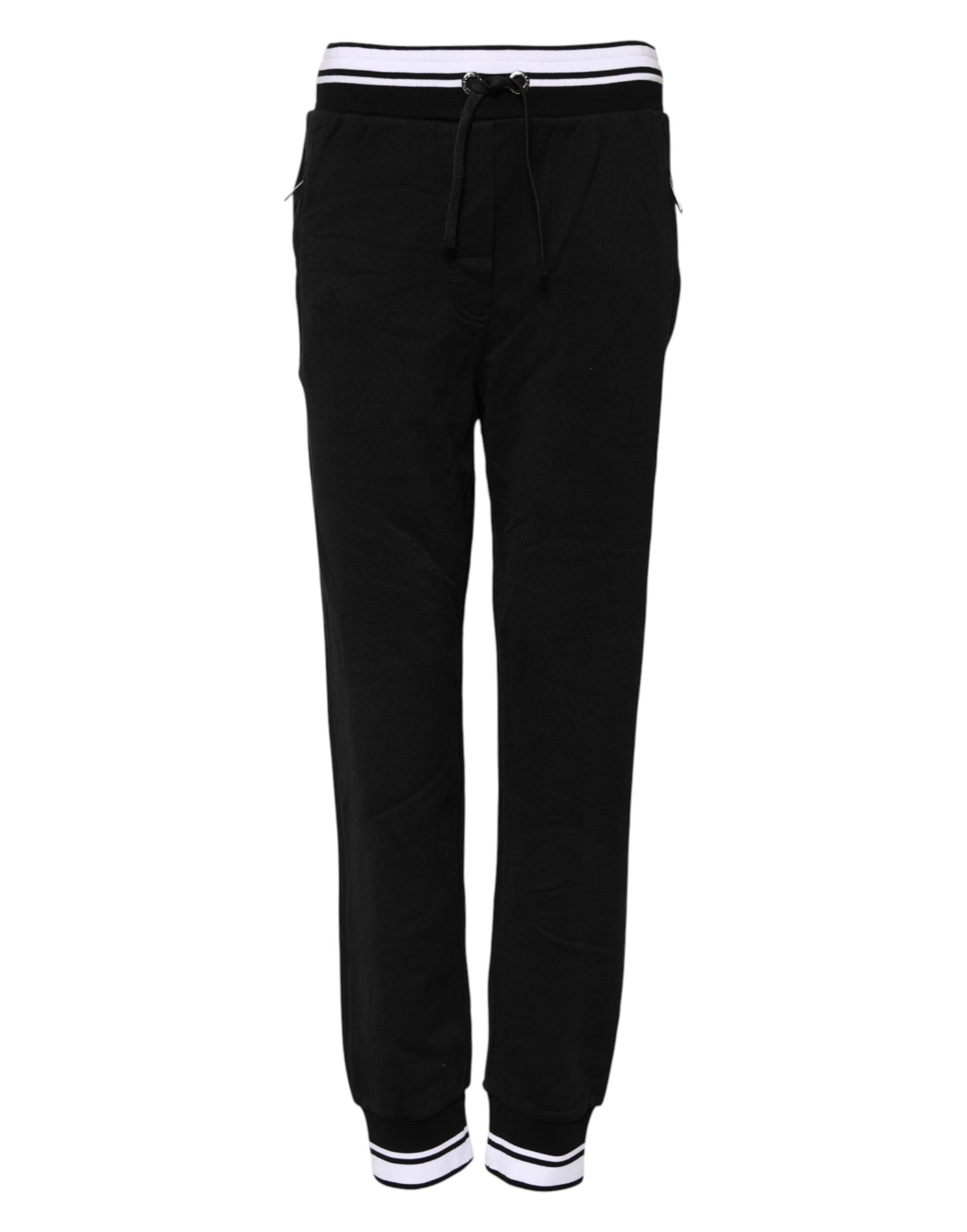 Black Cotton Mid Waist Jogger Pants
