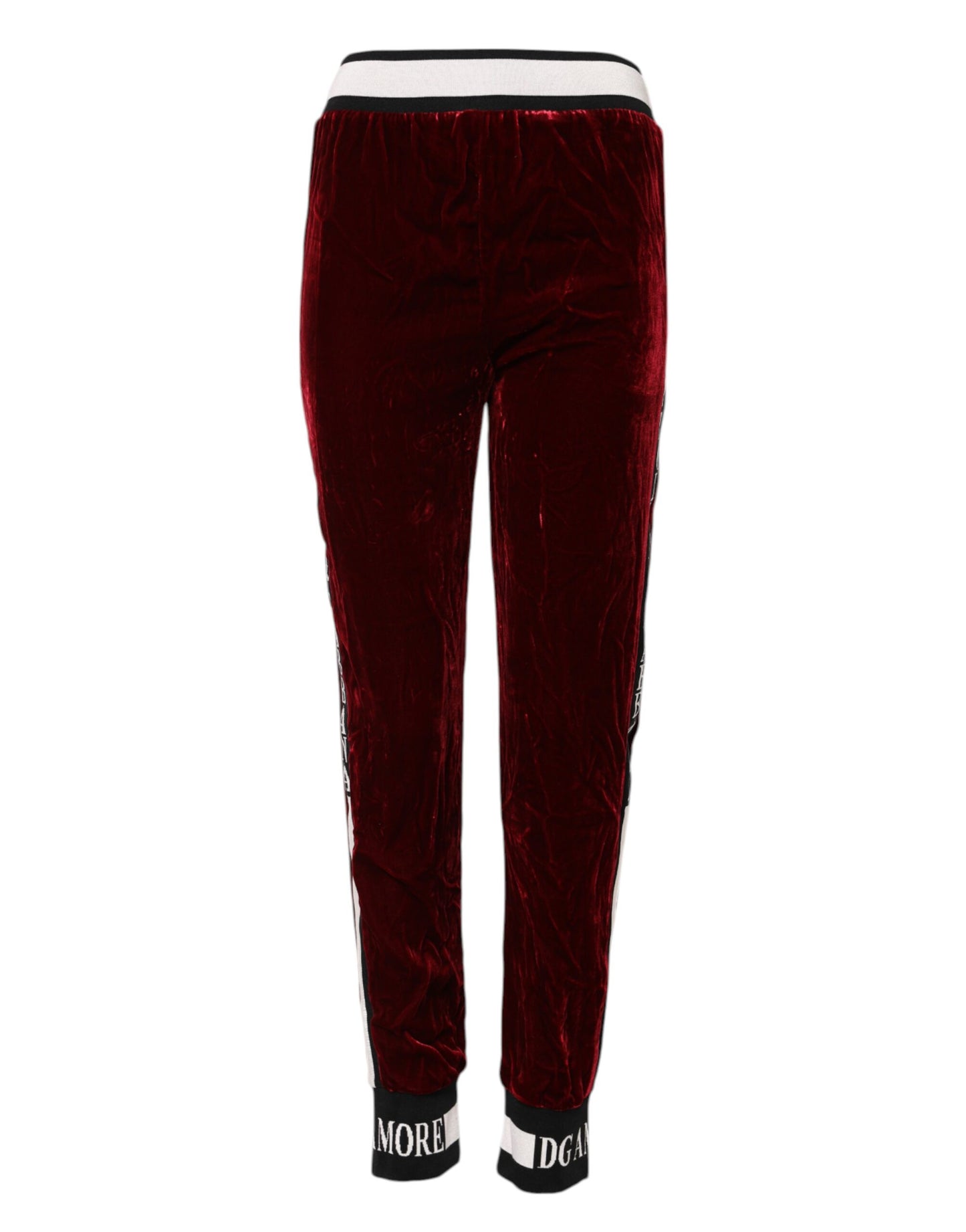 Red Viscose DG Logo Mid Waist Pants