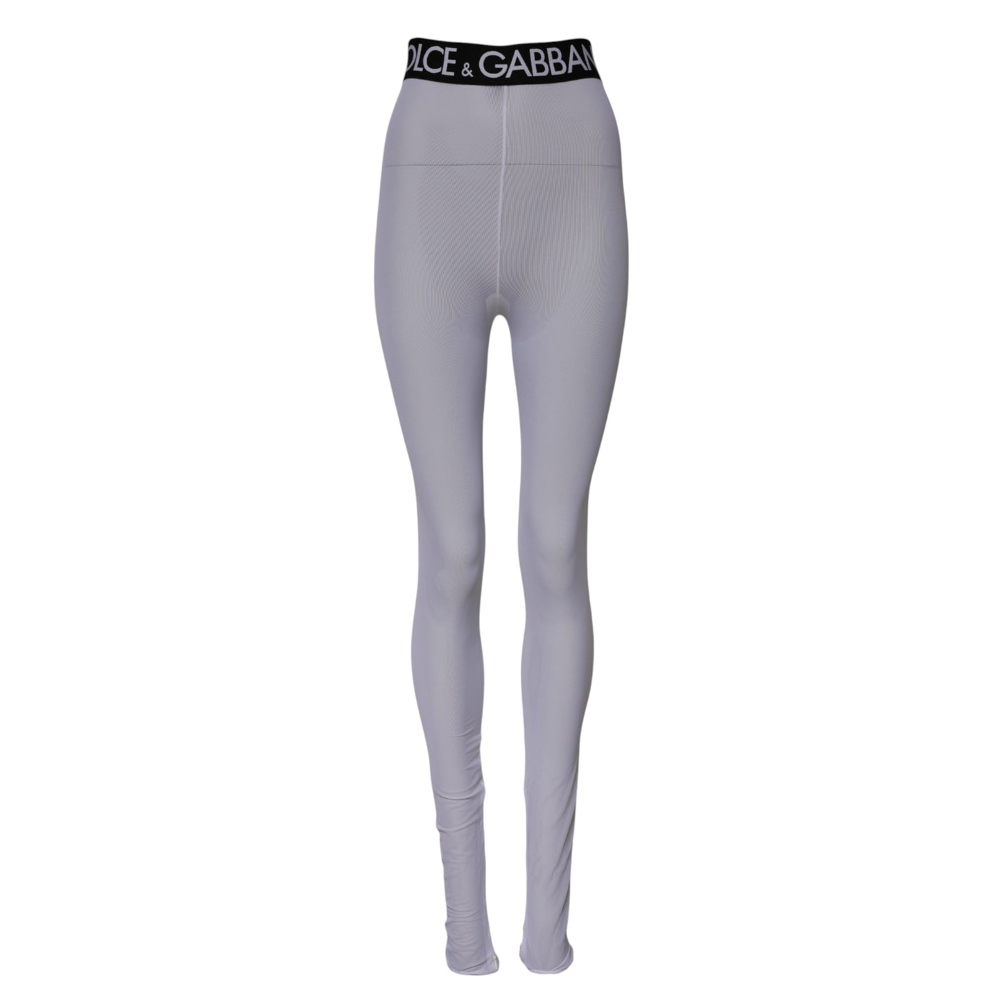 Gray Nylon DG Logo Mid Waisted Leggings Pants