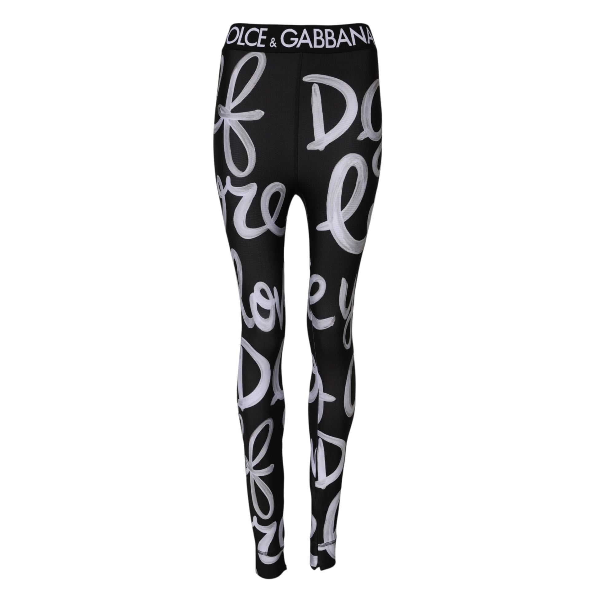 Black Polyester Logo Print Mid Waisted Pants