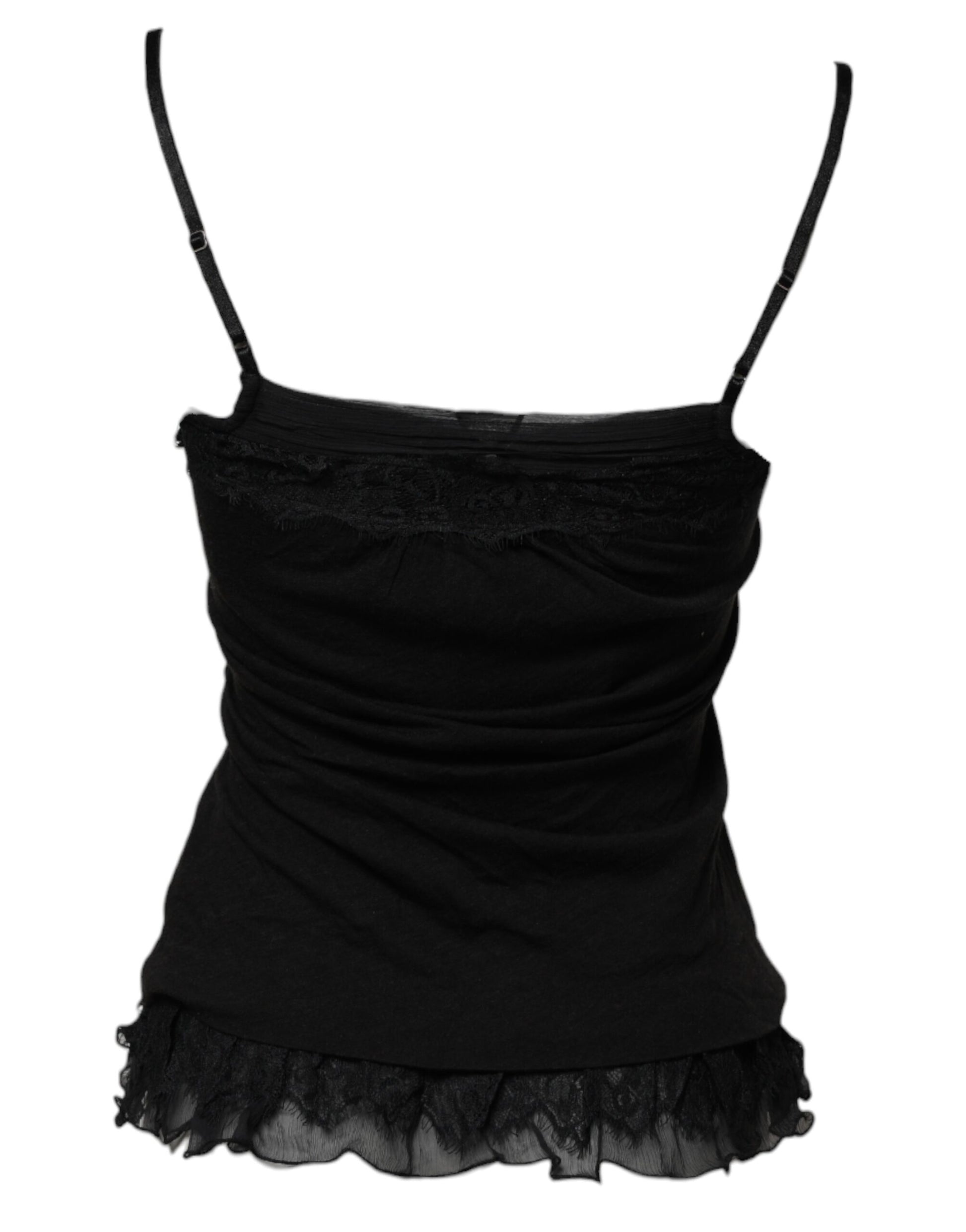Black Wool Sleeveless Square Neck Tank Top