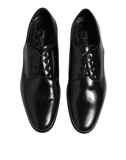 Black Leather Lace Up Derby Men Dress Shoes