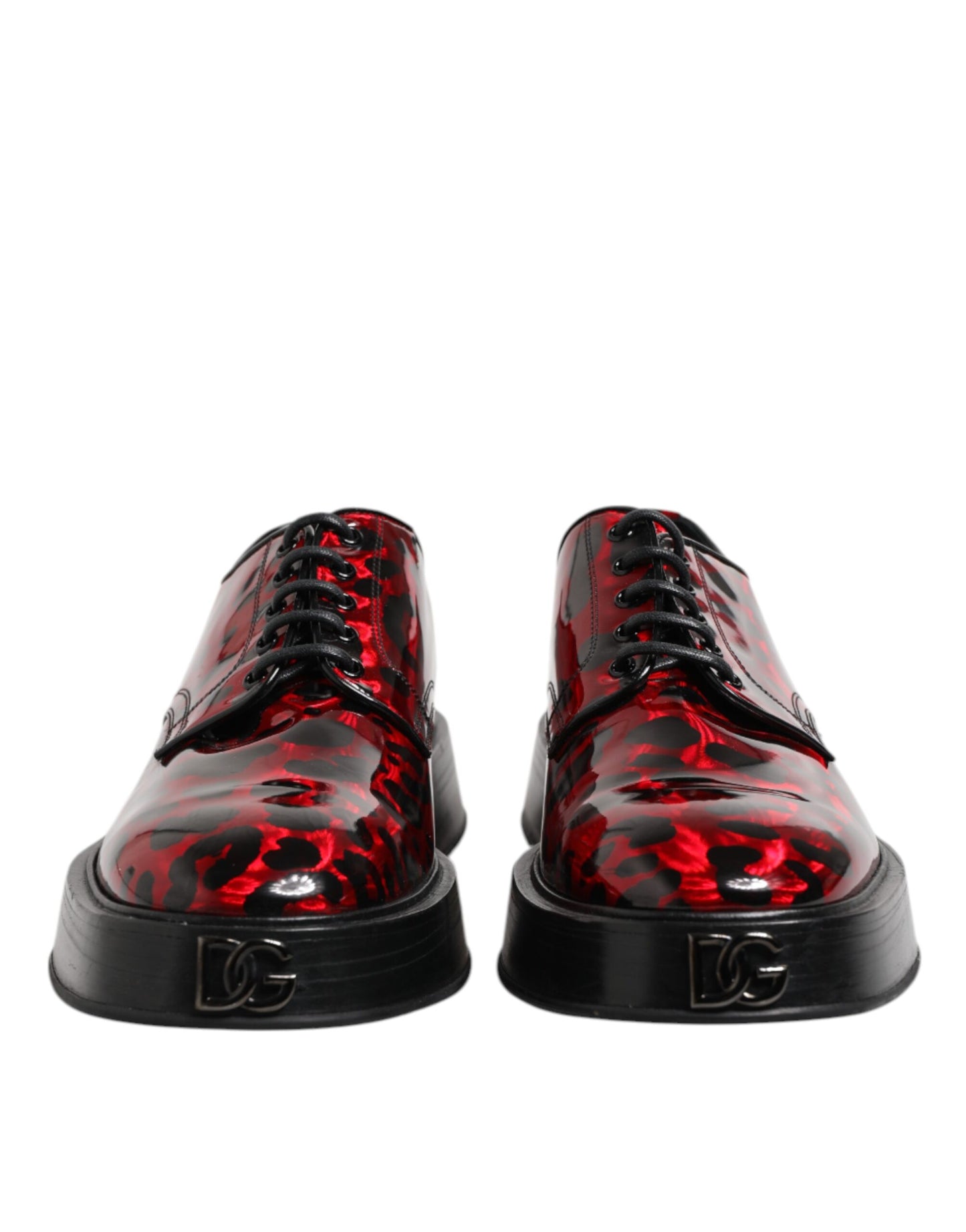 Red Leopard Derby Formal Men Dress Shoes