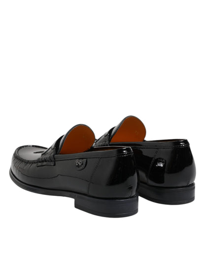 Black Leather Slip On Loafers Dress Shoes
