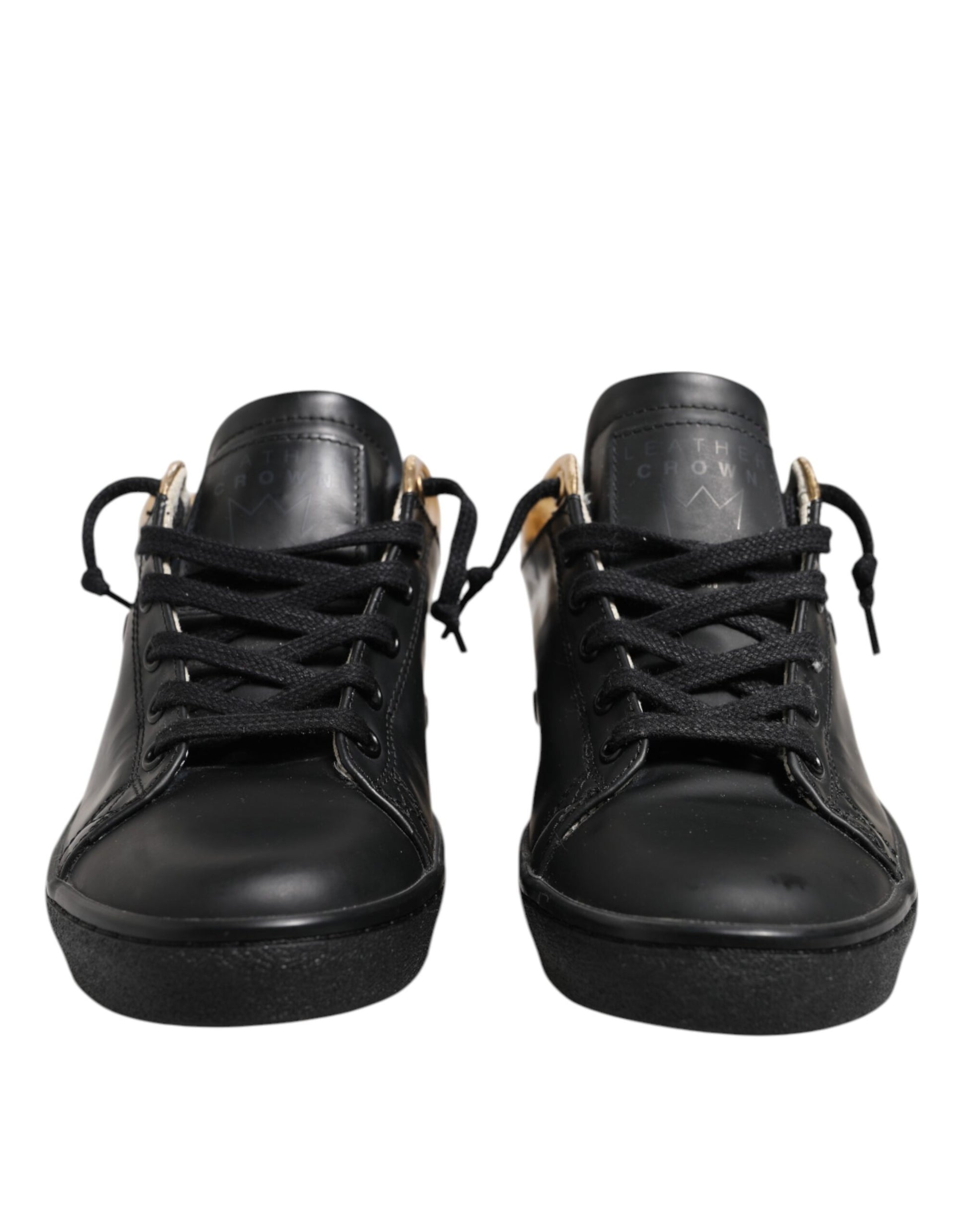 Black Gold Lace Up Low Top Women Sneakers Shoes