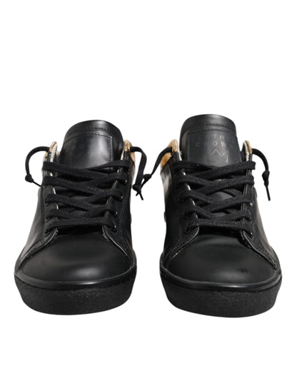 Black Gold Lace Up Low Top Women Sneakers Shoes