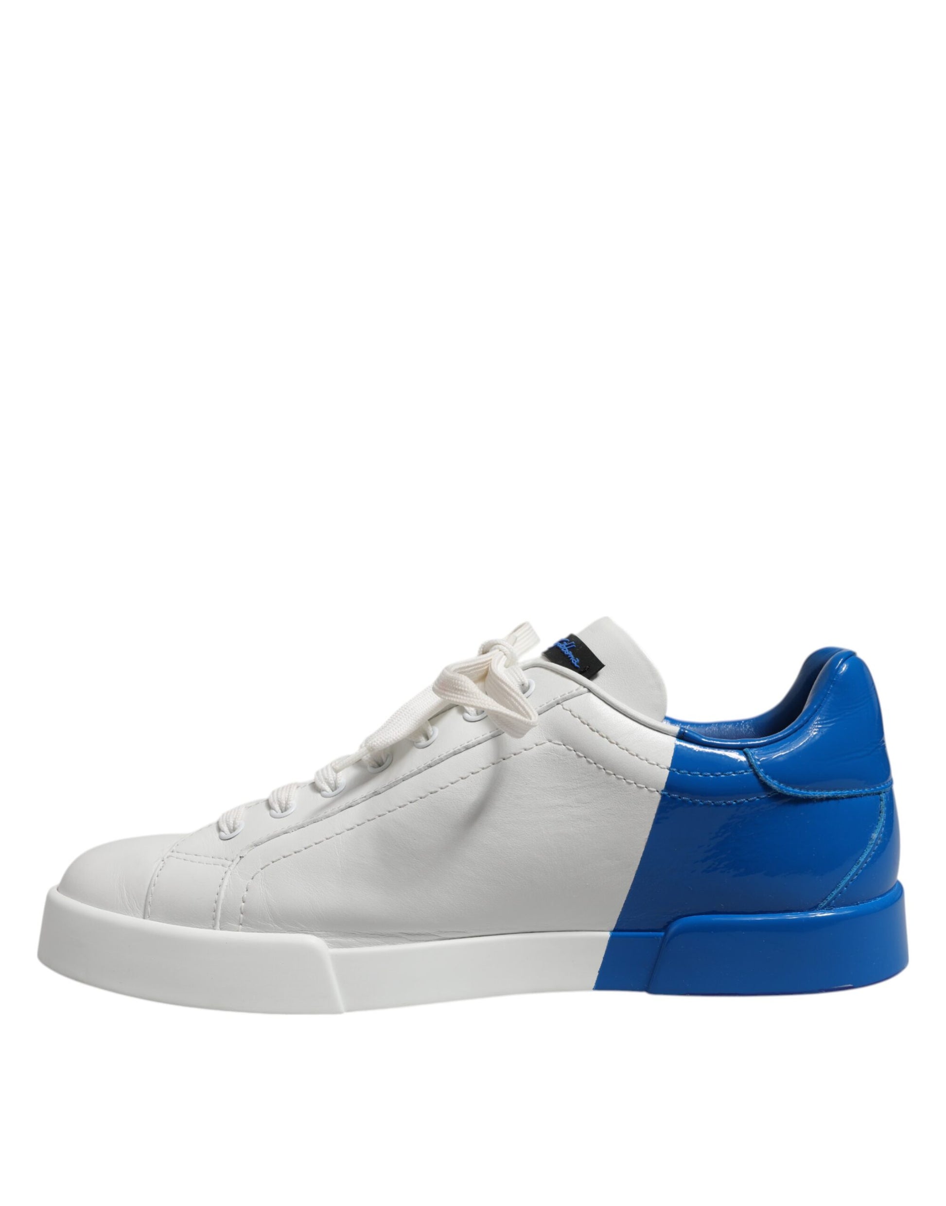White Blue Low Top Leather Sneakers Shoes