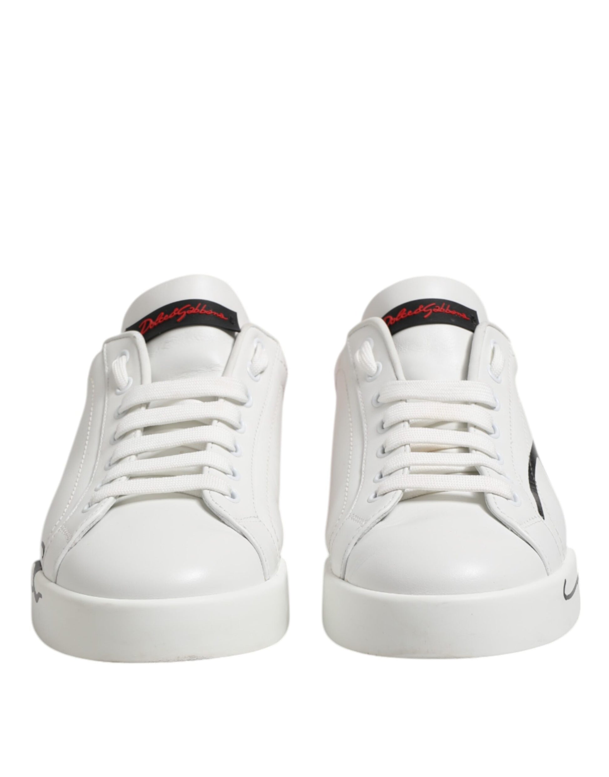 White Red Logo Low Top Leather Sneakers Shoes