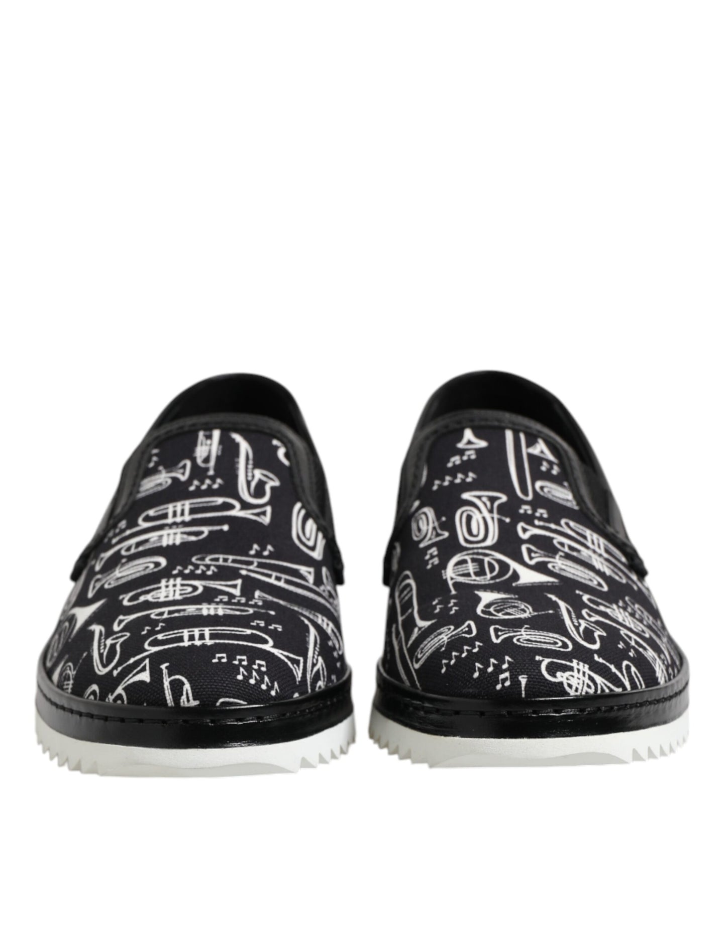 Black Slip On Printed Men Loafers Shoes