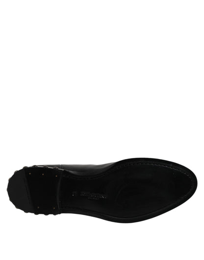 Black Leather Logo Ankle Boots Studded Shoes