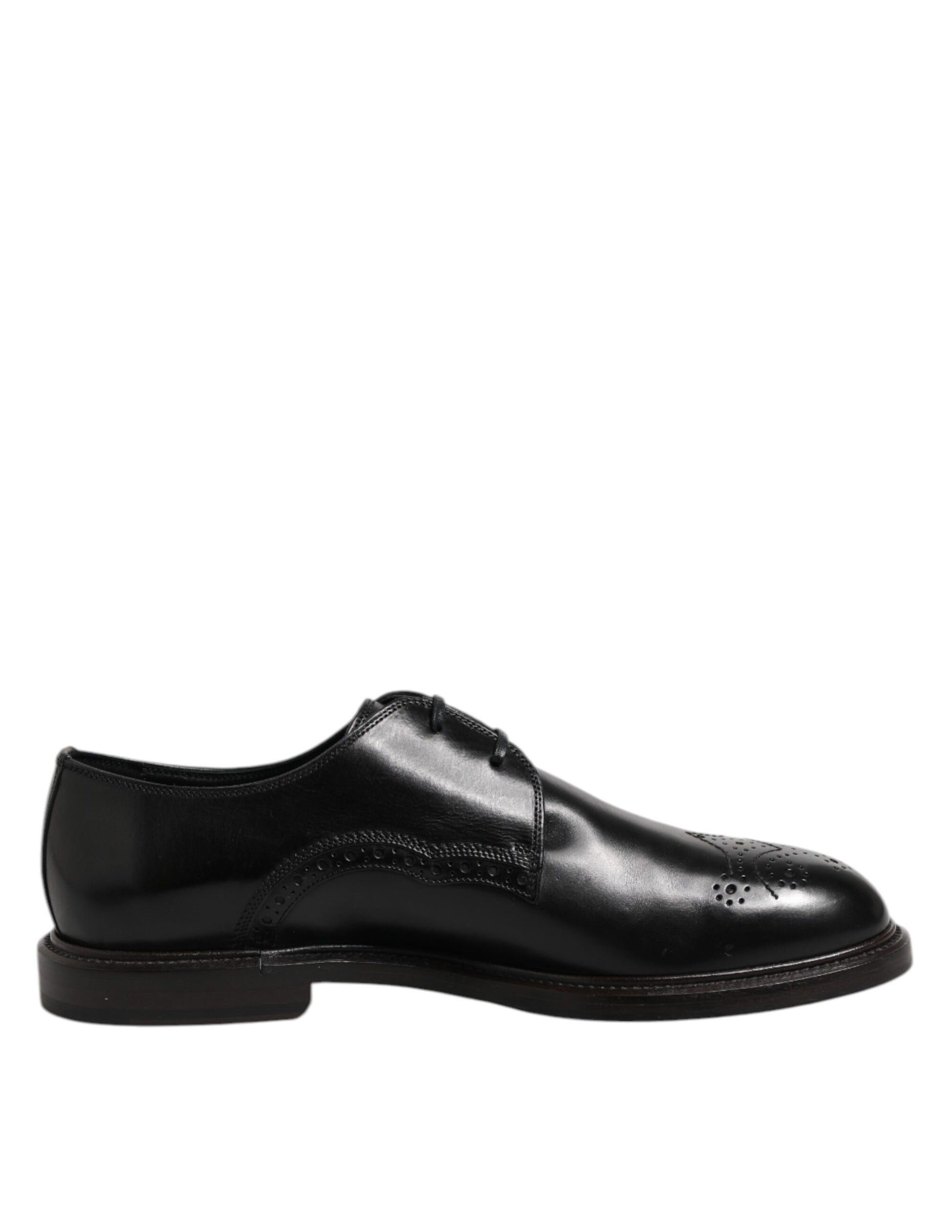 Black Leather Derby Wingtip Formal Shoes