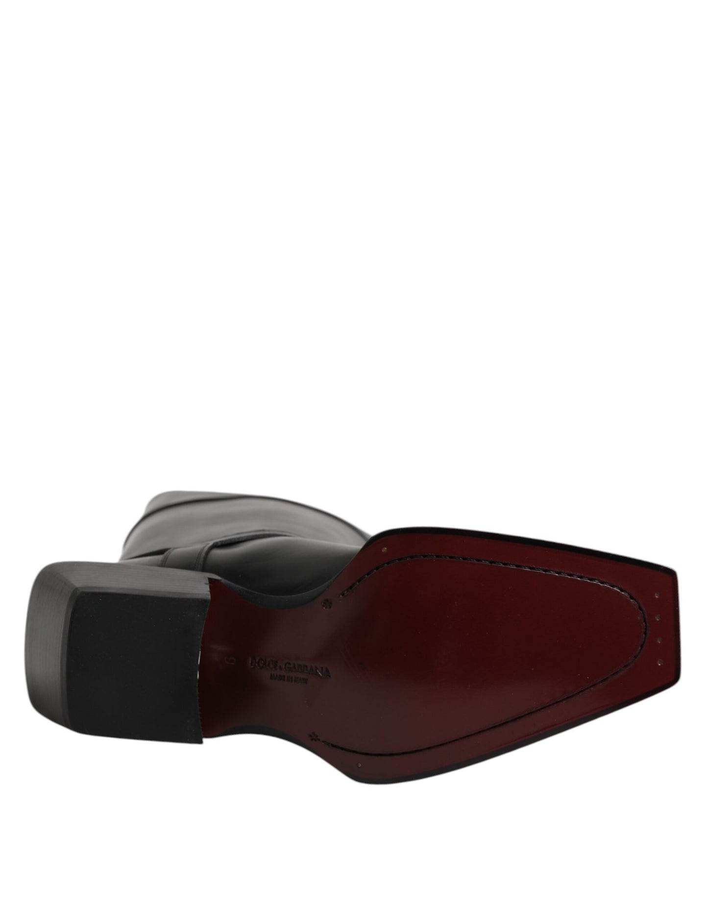 Black Leather High Boots Flats Shoes