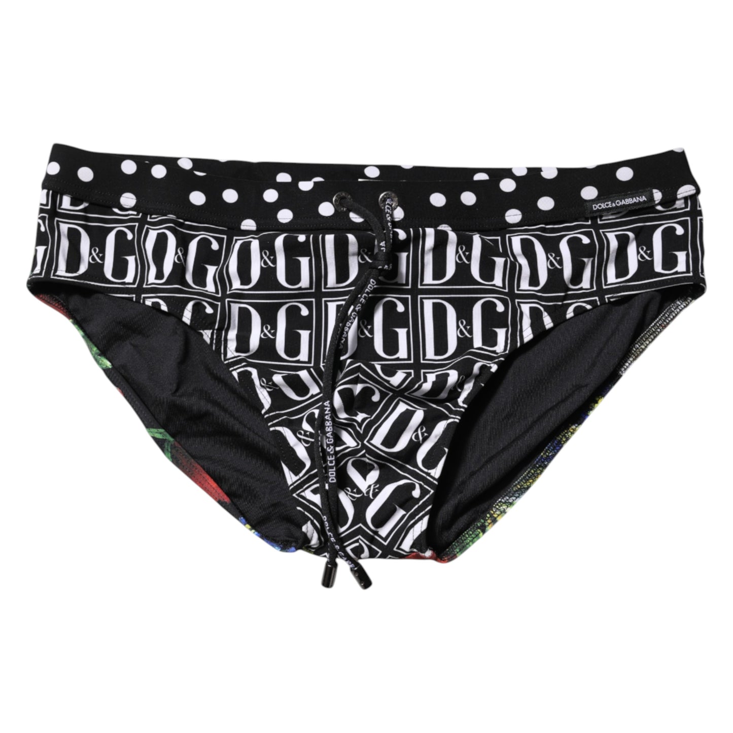 Black Floral Logo Beachwear Men Brief Swimwear