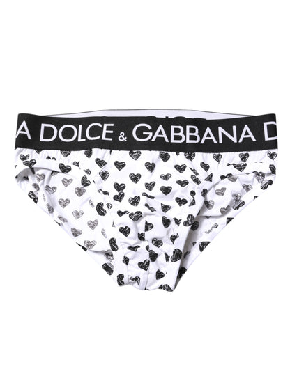 White Heart Printed Regular Brief Underwear