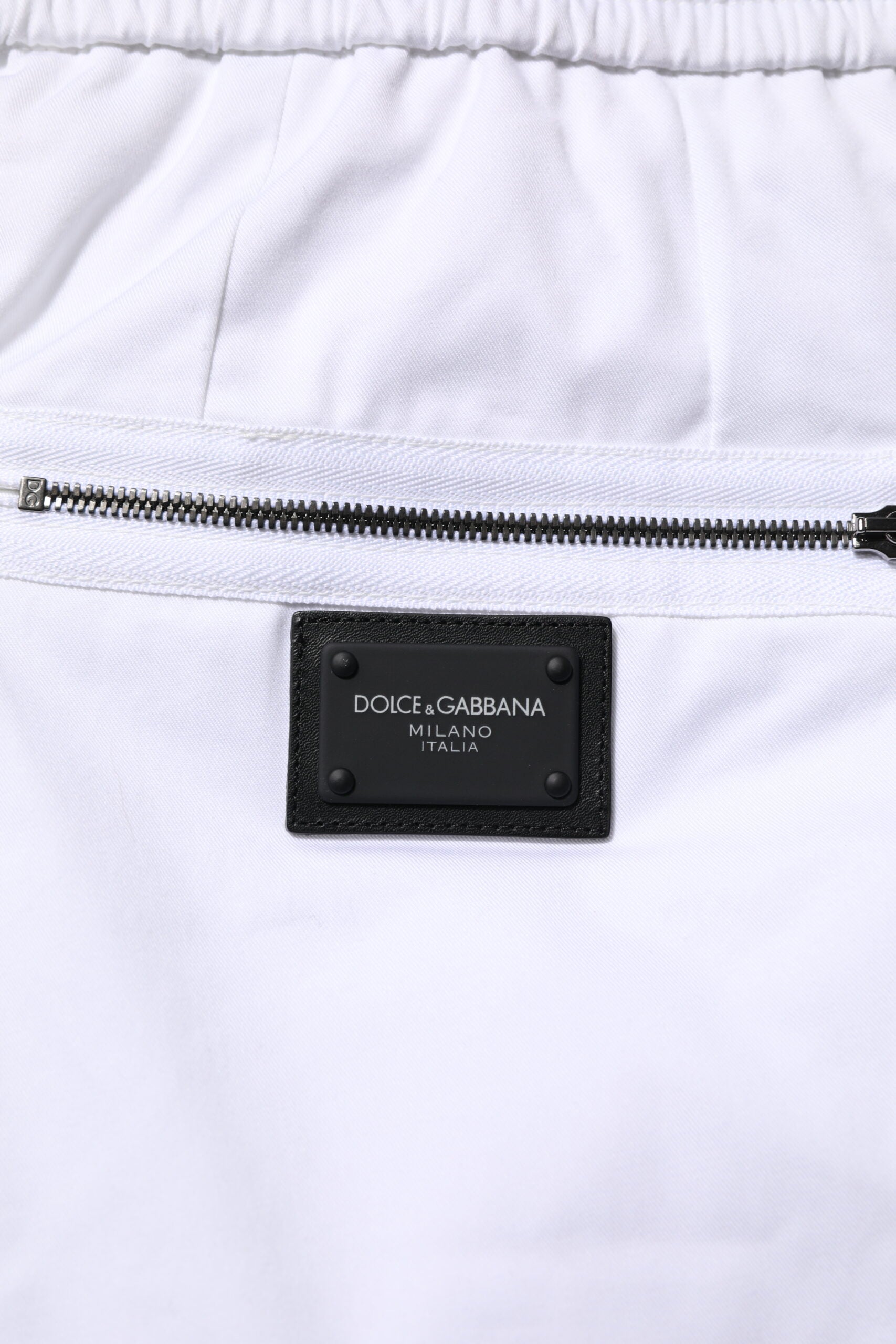 White Cotton Stretch Logo Men Jogger Pants