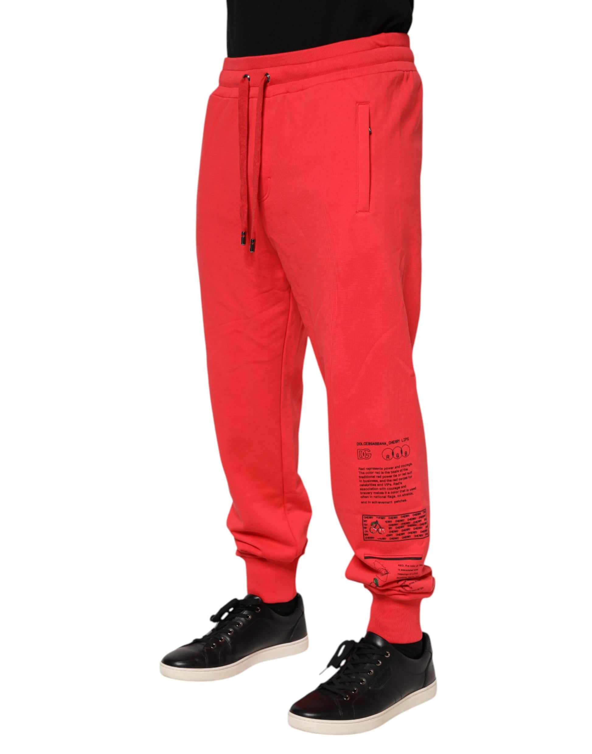 Red Cotton Men Jogger Sweatpants Pants