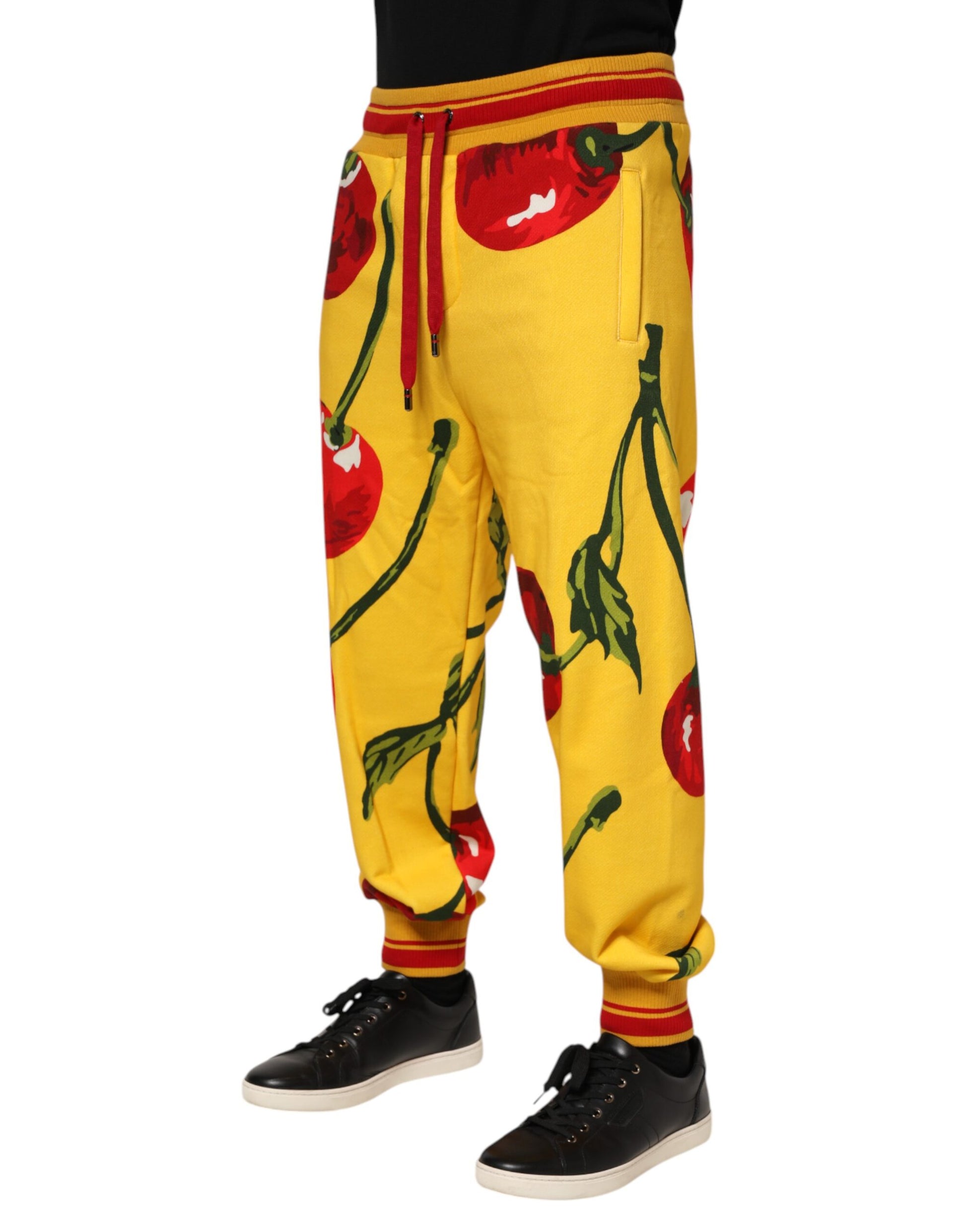 Yellow Cherry Print Jogger Sweatpants Pants