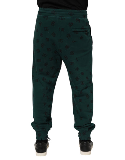 Green Logo Print Jogger Men Sweatpants Pants
