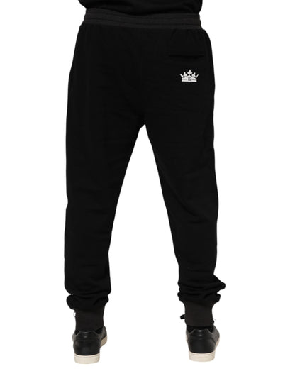 Black Cotton Crown Jogger Sweatpants Pants