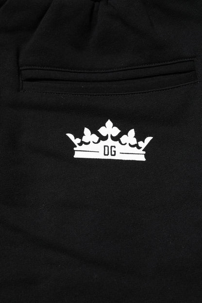 Black Cotton Crown Jogger Sweatpants Pants