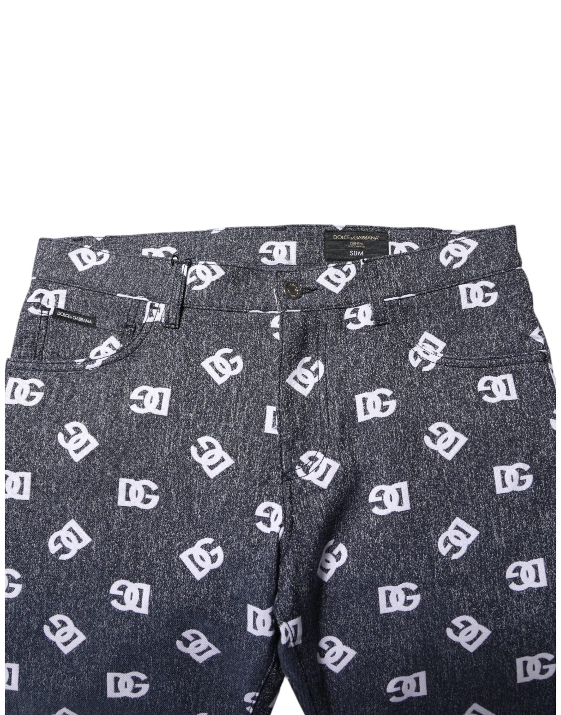 Dark Gray Logo Cotton Skinny Slim Denim Jeans