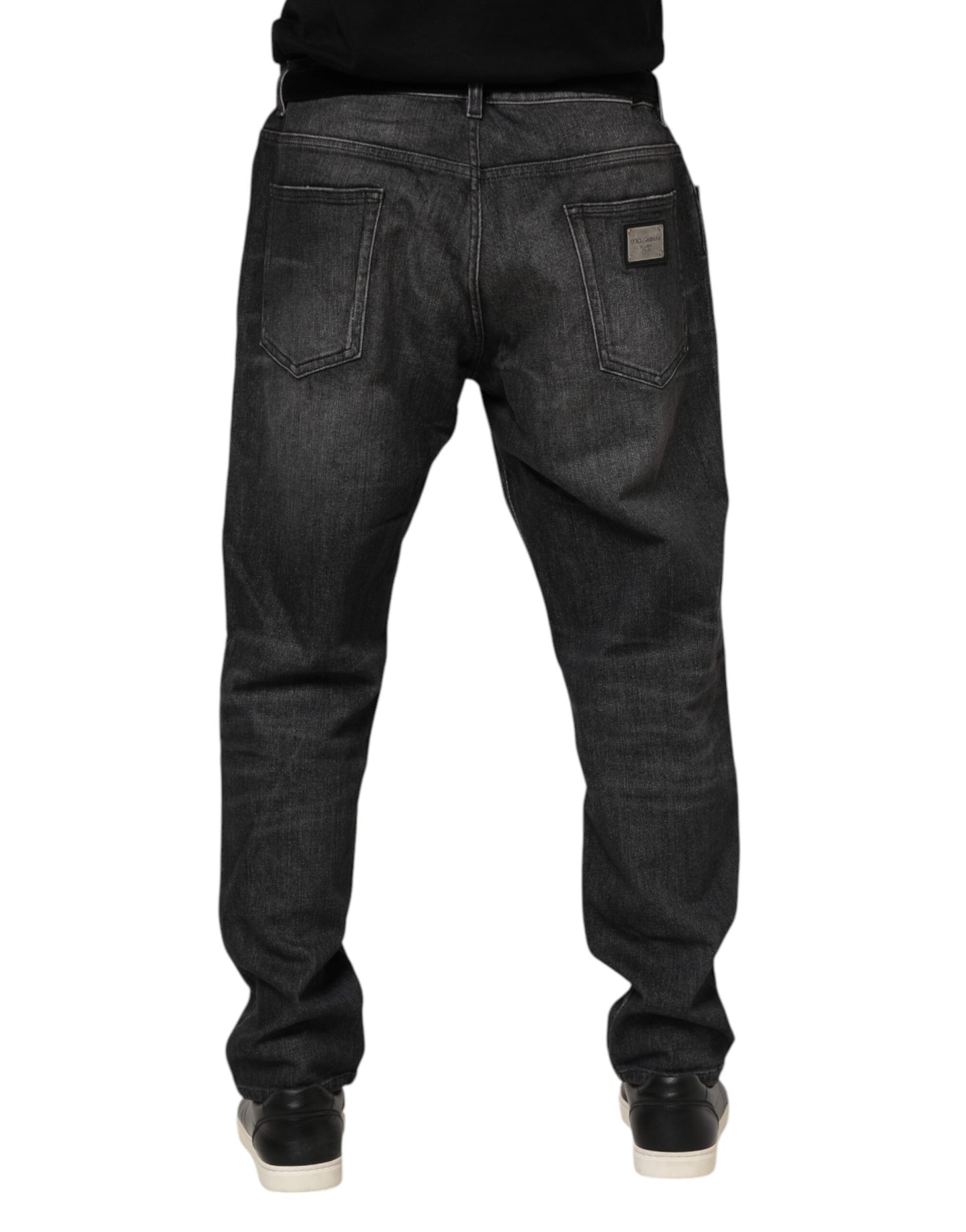 Gray Washed Cotton Loose Denim Jeans
