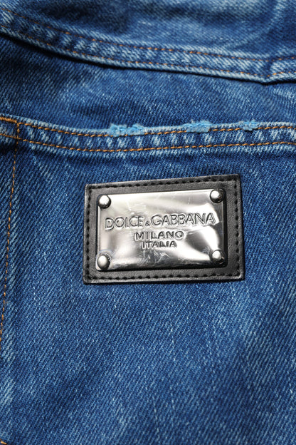 Blue Cotton Logo Plaque Denim Jeans