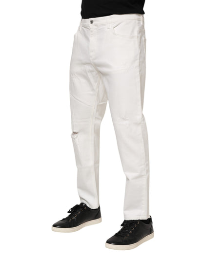 White Cotton Loose Men Denim Jeans