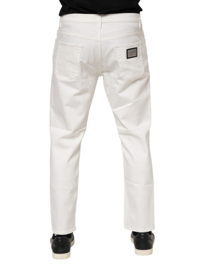 White Cotton Loose Men Denim Jeans