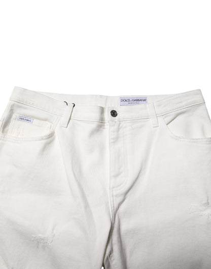 White Cotton Loose Men Denim Jeans